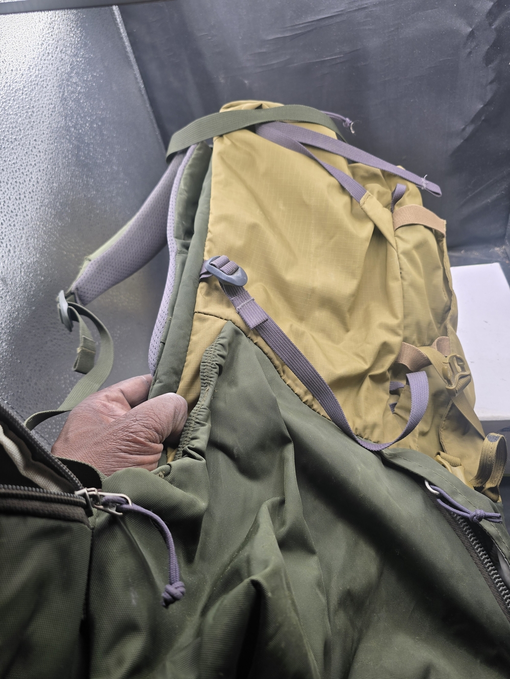 REI Olive Green and Mustard Two-Tone Backpack